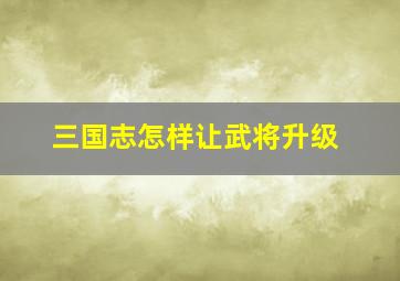 三国志怎样让武将升级