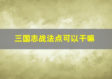 三国志战法点可以干嘛