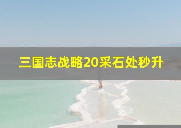 三国志战略20采石处秒升