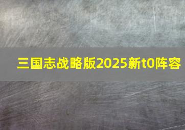 三国志战略版2025新t0阵容