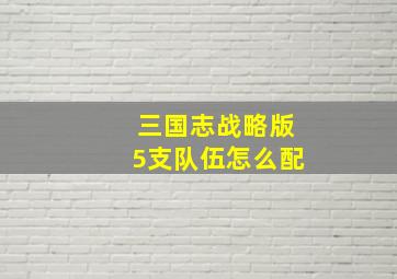 三国志战略版5支队伍怎么配