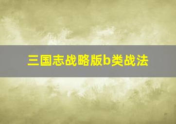 三国志战略版b类战法