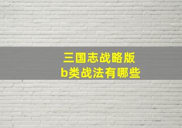 三国志战略版b类战法有哪些