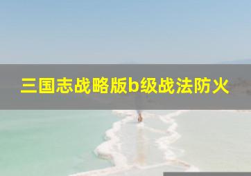 三国志战略版b级战法防火