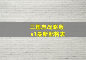 三国志战略版s1最新配将表