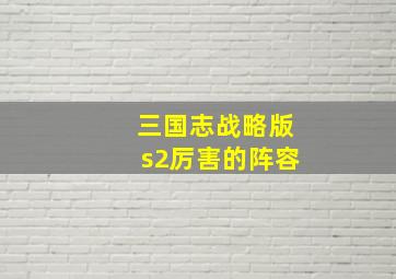 三国志战略版s2厉害的阵容