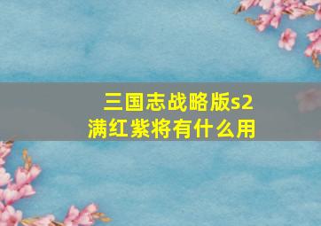 三国志战略版s2满红紫将有什么用