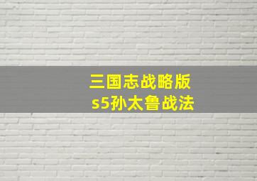 三国志战略版s5孙太鲁战法