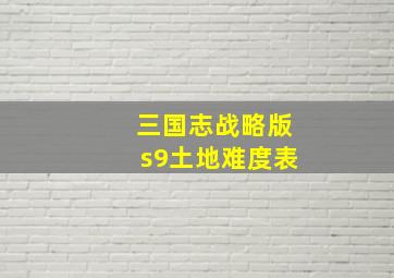 三国志战略版s9土地难度表