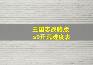 三国志战略版s9开荒难度表