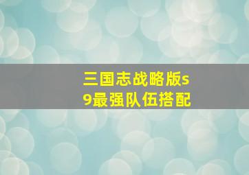 三国志战略版s9最强队伍搭配