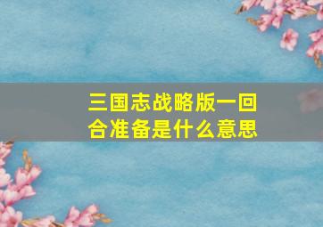 三国志战略版一回合准备是什么意思