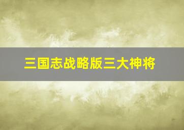 三国志战略版三大神将