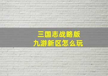 三国志战略版九游新区怎么玩