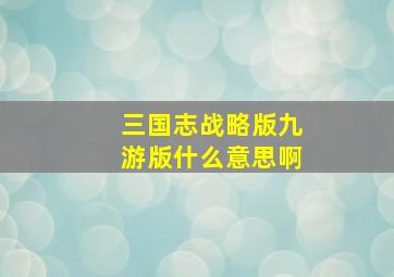 三国志战略版九游版什么意思啊