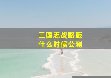 三国志战略版什么时候公测