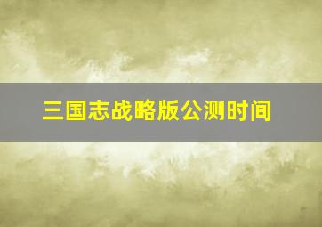 三国志战略版公测时间