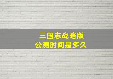 三国志战略版公测时间是多久