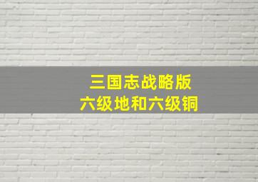 三国志战略版六级地和六级铜