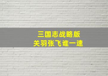 三国志战略版关羽张飞谁一速