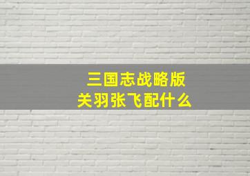 三国志战略版关羽张飞配什么