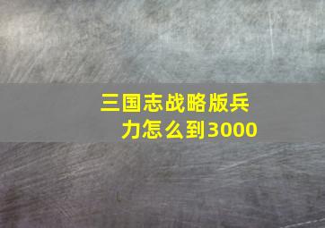 三国志战略版兵力怎么到3000