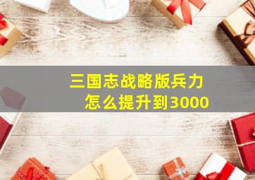 三国志战略版兵力怎么提升到3000