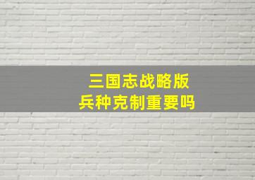 三国志战略版兵种克制重要吗