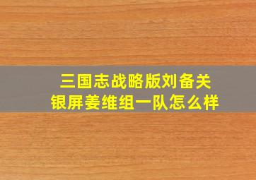 三国志战略版刘备关银屏姜维组一队怎么样