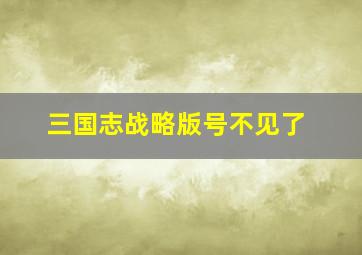 三国志战略版号不见了