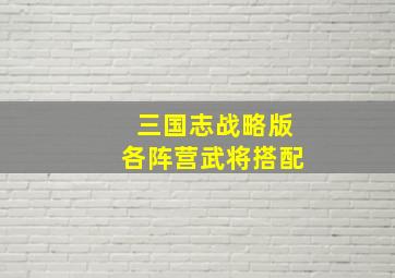 三国志战略版各阵营武将搭配