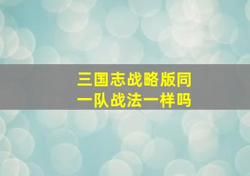 三国志战略版同一队战法一样吗