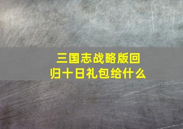 三国志战略版回归十日礼包给什么