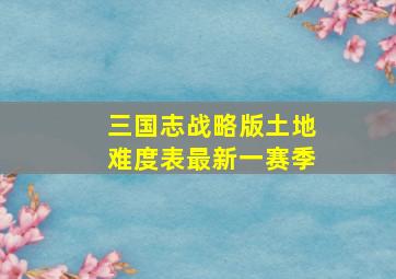 三国志战略版土地难度表最新一赛季