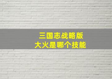 三国志战略版大火是哪个技能