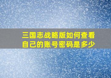 三国志战略版如何查看自己的账号密码是多少