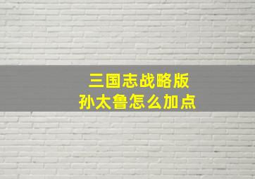 三国志战略版孙太鲁怎么加点