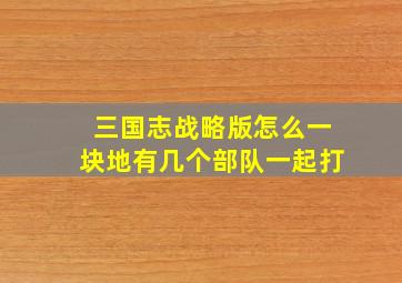 三国志战略版怎么一块地有几个部队一起打