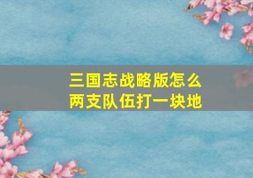 三国志战略版怎么两支队伍打一块地