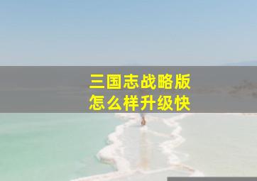 三国志战略版怎么样升级快