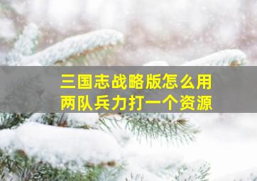 三国志战略版怎么用两队兵力打一个资源