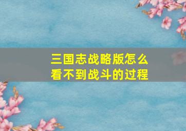 三国志战略版怎么看不到战斗的过程