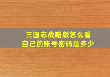 三国志战略版怎么看自己的账号密码是多少