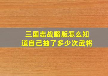 三国志战略版怎么知道自己抽了多少次武将