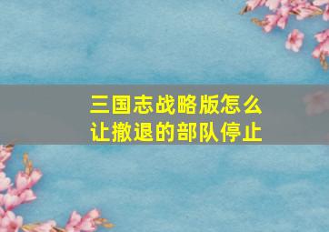 三国志战略版怎么让撤退的部队停止