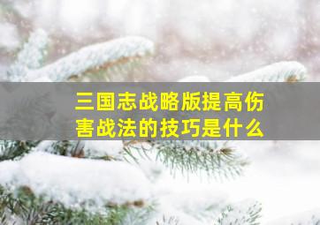 三国志战略版提高伤害战法的技巧是什么