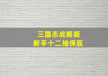 三国志战略版新手十二抽保底