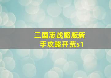 三国志战略版新手攻略开荒s1