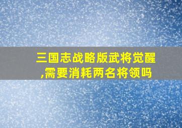 三国志战略版武将觉醒,需要消耗两名将领吗