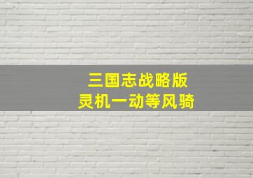 三国志战略版灵机一动等风骑